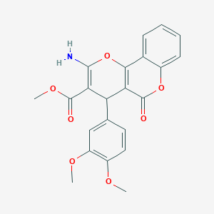 molecular formula C22H19NO7 B383999 methyl 2-amino-4-(3,4-dimethoxyphenyl)-5-oxo-4H,5H-pyrano[3,2-c]chromene-3-carboxylate CAS No. 607697-13-2
