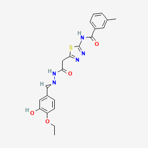 molecular formula C21H21N5O4S B3840092 N-[5-[2-[2-[(4-ethoxy-3-hydroxyphenyl)methylidene]hydrazinyl]-2-oxoethyl]-1,3,4-thiadiazol-2-yl]-3-methylbenzamide 
