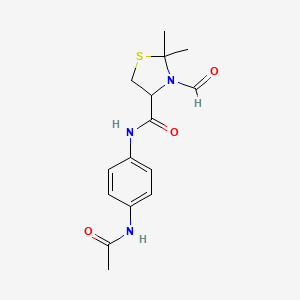 molecular formula C15H19N3O3S B3840345 N-(4-acetamidophenyl)-3-formyl-2,2-dimethyl-1,3-thiazolidine-4-carboxamide 