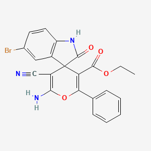 molecular formula C22H16BrN3O4 B3840390 ethyl 6'-amino-5-bromo-5'-cyano-2-oxo-2'-phenyl-1,2-dihydrospiro[indole-3,4'-pyran]-3'-carboxylate 