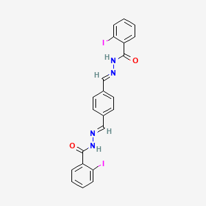 molecular formula C22H16I2N4O2 B3840433 N',N''-[benzene-1,4-diyldi(E)methylylidene]bis(2-iodobenzohydrazide) 