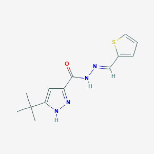 molecular formula C13H16N4OS B3840698 3-tert-butyl-N'-[(E)-2-thienylmethylidene]-1H-pyrazole-5-carbohydrazide CAS No. 5321-57-3