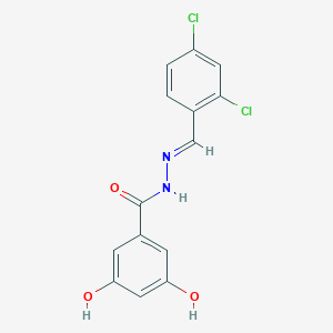molecular formula C14H10Cl2N2O3 B3840738 N'-[(E)-(2,4-dichlorophenyl)methylidene]-3,5-dihydroxybenzohydrazide 