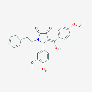 molecular formula C28H27NO6 B384075 4-(4-ethoxybenzoyl)-3-hydroxy-5-(4-hydroxy-3-methoxyphenyl)-1-(2-phenylethyl)-1,5-dihydro-2H-pyrrol-2-one 