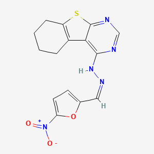 molecular formula C15H13N5O3S B3840855 N-[(Z)-(5-nitrofuran-2-yl)methylideneamino]-5,6,7,8-tetrahydro-[1]benzothiolo[2,3-d]pyrimidin-4-amine 