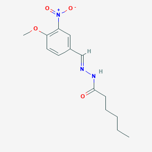 molecular formula C14H19N3O4 B3841258 N-[(E)-(4-methoxy-3-nitrophenyl)methylideneamino]hexanamide 