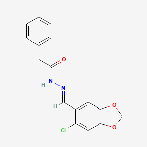 molecular formula C16H13ClN2O3 B3841342 N'-[(E)-(6-chloro-1,3-benzodioxol-5-yl)methylidene]-2-phenylacetohydrazide 