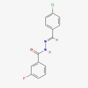 molecular formula C14H10ClFN2O B3841421 N'-[(E)-(4-chlorophenyl)methylidene]-3-fluorobenzohydrazide 