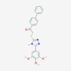 molecular formula C26H25N3O4S B384143 1-[1,1'-biphenyl]-4-yl-2-{[4-methyl-5-(3,4,5-trimethoxyphenyl)-4H-1,2,4-triazol-3-yl]sulfanyl}ethanone 