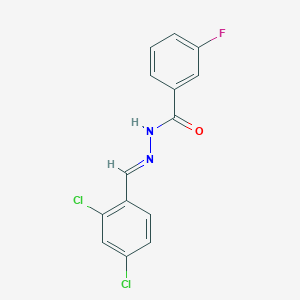 molecular formula C14H9Cl2FN2O B3841431 N'-[(E)-(2,4-dichlorophenyl)methylidene]-3-fluorobenzohydrazide 