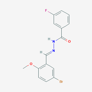 molecular formula C15H12BrFN2O2 B3841458 N'-[(E)-(5-bromo-2-methoxyphenyl)methylidene]-3-fluorobenzohydrazide 