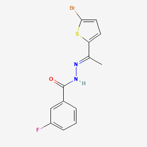 molecular formula C13H10BrFN2OS B3841524 N'-[(1E)-1-(5-bromothiophen-2-yl)ethylidene]-3-fluorobenzohydrazide 