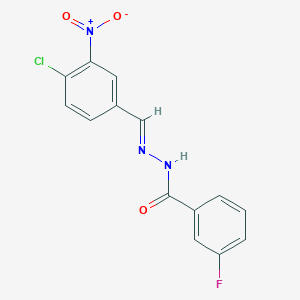 molecular formula C14H9ClFN3O3 B3841541 N'-[(E)-(4-chloro-3-nitrophenyl)methylidene]-3-fluorobenzohydrazide 