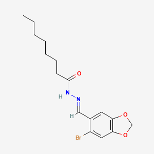 molecular formula C16H21BrN2O3 B3841594 N'-[(E)-(6-BROMO-2H-1,3-BENZODIOXOL-5-YL)METHYLIDENE]OCTANEHYDRAZIDE 