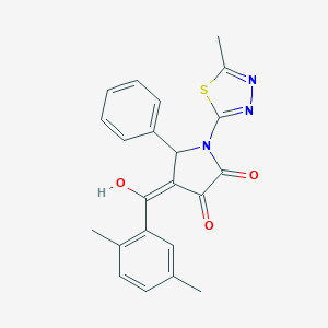 molecular formula C22H19N3O3S B384167 4-(2,5-dimethylbenzoyl)-3-hydroxy-1-(5-methyl-1,3,4-thiadiazol-2-yl)-5-phenyl-2,5-dihydro-1H-pyrrol-2-one 