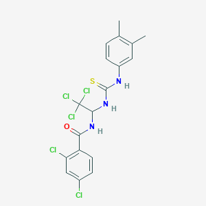 molecular formula C18H16Cl5N3OS B384176 2,4-dichloro-N-(2,2,2-trichloro-1-{[(3,4-dimethylanilino)carbothioyl]amino}ethyl)benzamide 