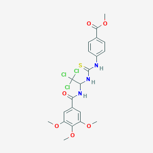 molecular formula C21H22Cl3N3O6S B384177 Methyl 4-{[({2,2,2-trichloro-1-[(3,4,5-trimethoxybenzoyl)amino]ethyl}amino)carbothioyl]amino}benzoate 