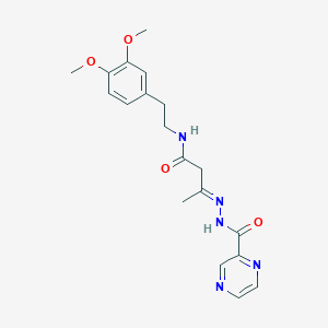 molecular formula C19H23N5O4 B3842163 N-[(E)-[4-[2-(3,4-dimethoxyphenyl)ethylamino]-4-oxobutan-2-ylidene]amino]pyrazine-2-carboxamide 