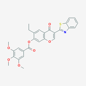 molecular formula C28H23NO7S B384234 3-(1,3-benzothiazol-2-yl)-6-ethyl-4-oxo-4H-chromen-7-yl 3,4,5-trimethoxybenzoate CAS No. 618389-31-4