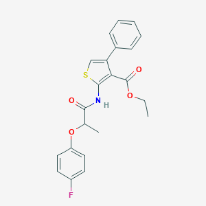 molecular formula C22H20FNO4S B384251 ETHYL 2-[2-(4-FLUOROPHENOXY)PROPANAMIDO]-4-PHENYLTHIOPHENE-3-CARBOXYLATE 