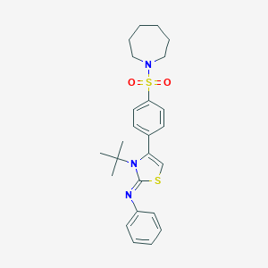 molecular formula C25H31N3O2S2 B384262 N-(4-[4-(1-azepanylsulfonyl)phenyl]-3-tert-butyl-1,3-thiazol-2(3H)-ylidene)-N-phenylamine 