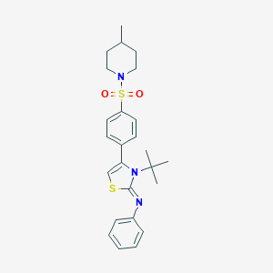molecular formula C25H31N3O2S2 B384263 N-(3-tert-butyl-4-{4-[(4-methyl-1-piperidinyl)sulfonyl]phenyl}-1,3-thiazol-2(3H)-ylidene)-N-phenylamine 