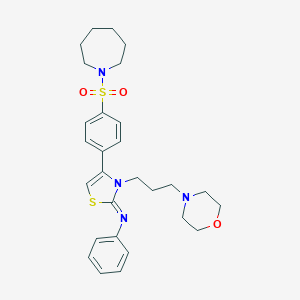 molecular formula C28H36N4O3S2 B384268 N-(4-[4-(1-azepanylsulfonyl)phenyl]-3-[3-(4-morpholinyl)propyl]-1,3-thiazol-2(3H)-ylidene)-N-phenylamine 