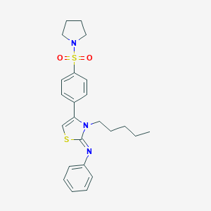 molecular formula C24H29N3O2S2 B384277 N-(3-pentyl-4-[4-(1-pyrrolidinylsulfonyl)phenyl]-1,3-thiazol-2(3H)-ylidene)-N-phenylamine 