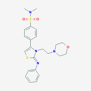 molecular formula C23H28N4O3S2 B384279 N,N-dimethyl-4-[3-[2-(4-morpholinyl)ethyl]-2-(phenylimino)-2,3-dihydro-1,3-thiazol-4-yl]benzenesulfonamide 