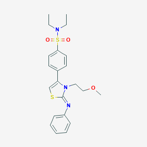 molecular formula C22H27N3O3S2 B384287 N,N-diethyl-4-[3-(2-methoxyethyl)-2-(phenylimino)-2,3-dihydro-1,3-thiazol-4-yl]benzenesulfonamide 