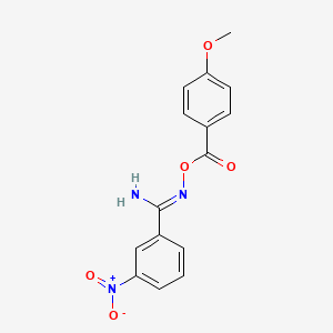 molecular formula C15H13N3O5 B3842928 N'-{[(4-methoxyphenyl)carbonyl]oxy}-3-nitrobenzenecarboximidamide 