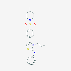 molecular formula C24H29N3O2S2 B384297 N-(4-{4-[(4-methyl-1-piperidinyl)sulfonyl]phenyl}-3-propyl-1,3-thiazol-2(3H)-ylidene)-N-phenylamine 