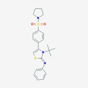 molecular formula C23H27N3O2S2 B384301 N-(3-tert-butyl-4-[4-(1-pyrrolidinylsulfonyl)phenyl]-1,3-thiazol-2(3H)-ylidene)-N-phenylamine 