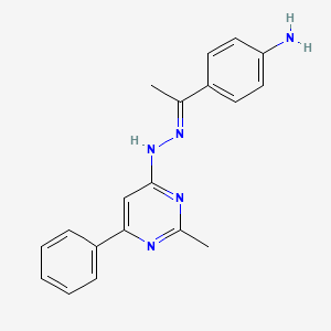molecular formula C19H19N5 B3843024 N-[(E)-1-(4-aminophenyl)ethylideneamino]-2-methyl-6-phenylpyrimidin-4-amine 