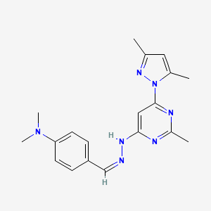 molecular formula C19H23N7 B3843126 N-[(Z)-[4-(dimethylamino)phenyl]methylideneamino]-6-(3,5-dimethylpyrazol-1-yl)-2-methylpyrimidin-4-amine 