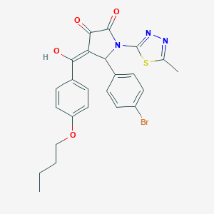 molecular formula C24H22BrN3O4S B384314 5-(4-bromophenyl)-4-(4-butoxybenzoyl)-3-hydroxy-1-(5-methyl-1,3,4-thiadiazol-2-yl)-1,5-dihydro-2H-pyrrol-2-one 