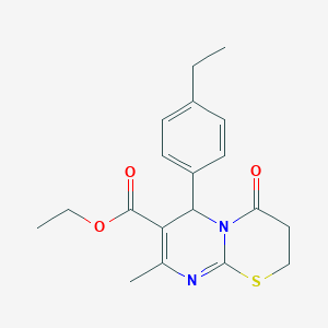 molecular formula C19H22N2O3S B384315 ethyl 6-(4-ethylphenyl)-8-methyl-4-oxo-3,4-dihydro-2H,6H-pyrimido[2,1-b][1,3]thiazine-7-carboxylate 