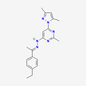 molecular formula C20H24N6 B3843156 6-(3,5-dimethylpyrazol-1-yl)-N-[(E)-1-(4-ethylphenyl)ethylideneamino]-2-methylpyrimidin-4-amine 