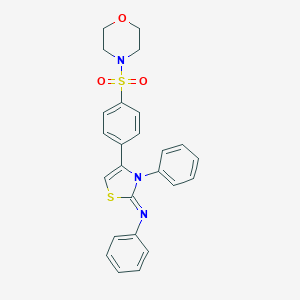 molecular formula C25H23N3O3S2 B384316 N-(4-[4-(4-morpholinylsulfonyl)phenyl]-3-phenyl-1,3-thiazol-2(3H)-ylidene)-N-phenylamine 