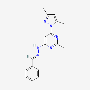 molecular formula C17H18N6 B3843164 N-[(E)-benzylideneamino]-6-(3,5-dimethylpyrazol-1-yl)-2-methylpyrimidin-4-amine 