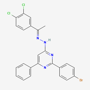 molecular formula C24H17BrCl2N4 B3843301 2-(4-bromophenyl)-N-[(E)-1-(3,4-dichlorophenyl)ethylideneamino]-6-phenylpyrimidin-4-amine 
