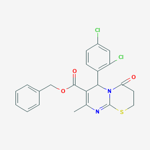 molecular formula C22H18Cl2N2O3S B384332 benzyl6-(2,4-dichlorophenyl)-8-methyl-4-oxo-3,4-dihydro-2H,6H-pyrimido[2,1-b][1,3]thiazine-7-carboxylate 