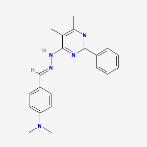 molecular formula C21H23N5 B3843385 N-[(E)-[4-(dimethylamino)phenyl]methylideneamino]-5,6-dimethyl-2-phenylpyrimidin-4-amine 