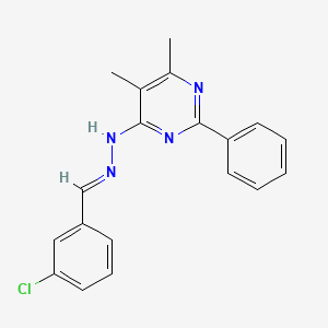 molecular formula C19H17ClN4 B3843403 N-[(E)-(3-chlorophenyl)methylideneamino]-5,6-dimethyl-2-phenylpyrimidin-4-amine 