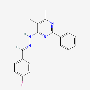 molecular formula C19H17FN4 B3843416 N-[(E)-(4-fluorophenyl)methylideneamino]-5,6-dimethyl-2-phenylpyrimidin-4-amine 