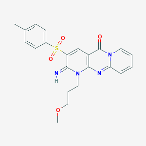 molecular formula C22H22N4O4S B384343 6-imino-7-(3-methoxypropyl)-5-(4-methylphenyl)sulfonyl-1,7,9-triazatricyclo[8.4.0.03,8]tetradeca-3(8),4,9,11,13-pentaen-2-one CAS No. 606959-76-6