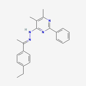 molecular formula C22H24N4 B3843447 N-[(E)-1-(4-ethylphenyl)ethylideneamino]-5,6-dimethyl-2-phenylpyrimidin-4-amine 