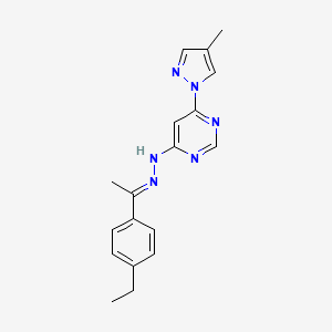 molecular formula C18H20N6 B3843511 N-[(E)-1-(4-ethylphenyl)ethylideneamino]-6-(4-methylpyrazol-1-yl)pyrimidin-4-amine 