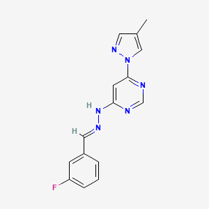 molecular formula C15H13FN6 B3843524 N-[(E)-(3-fluorophenyl)methylideneamino]-6-(4-methylpyrazol-1-yl)pyrimidin-4-amine 