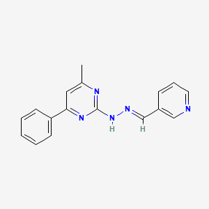 molecular formula C17H15N5 B3843553 NICOTINALDEHYDE 3-(4-METHYL-6-PHENYL-2-PYRIMIDINYL)HYDRAZONE 